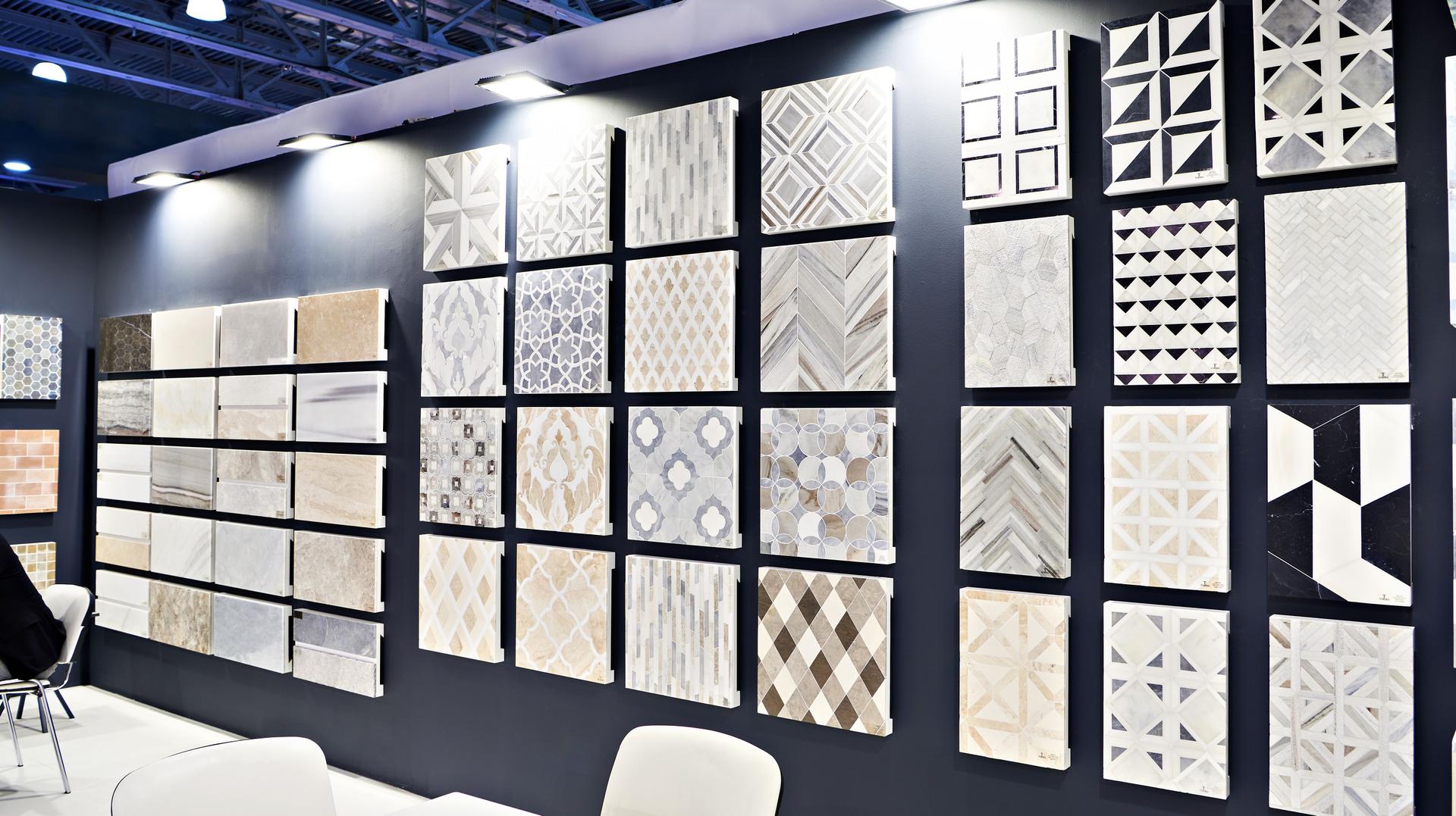 Marble waterjet tiles in store